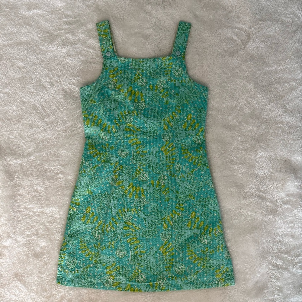 Vintage Lilly Pulitzer Shift Dress White Label Octopus and Fish Seersucker Print
